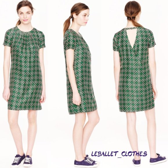 J.Crew Swoop Lattice Work Silk Dress Size 00 - Picture 1 of 8